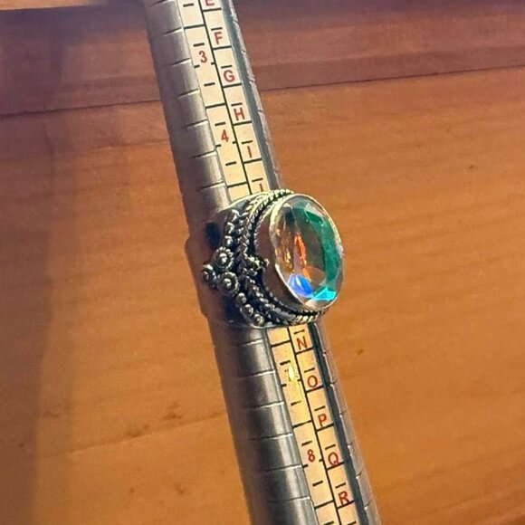 Mystic Topaz Sterling Silver Ring: Napoleon Handmade Ottoman Style Size 6 - Picture 3 of 7